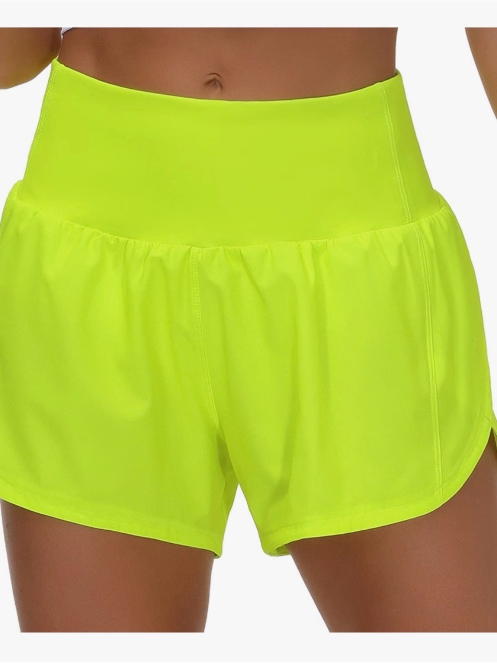 Neon Yellow High-Rise Women’s Athletic Shorts